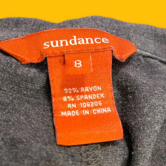 Sundance Gray Ruffle Conservative Midi Skirt Rayon Blend Slight Stretch Skirt 8 - Picture 4 of 5